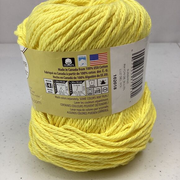 Lily Sugar'n Cream Yarn Solids Sunshine Yellow - Picture 3 of 5